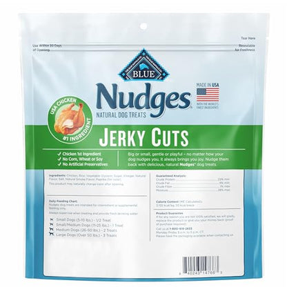 Blue Buffalo Nudges Jerky Bites Dog Treats, Made in the USA with Natural Ingredients, Bite-Sized Pieces, Chicken, 16-oz Bag