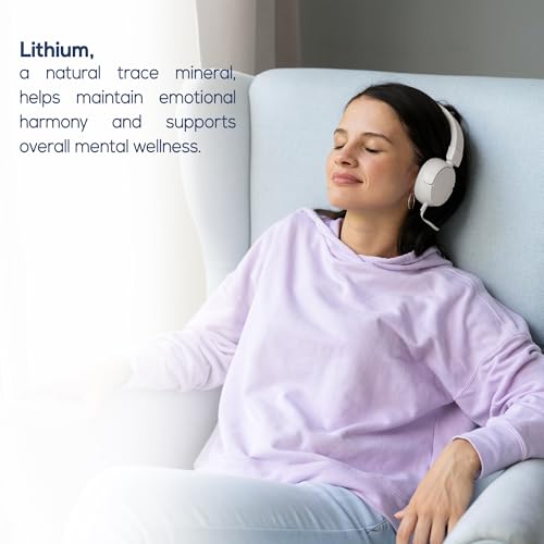 HARMONIFY Lithium Orotate 10mg with Magnesium Taurate & L-Tryptophan – Non-GMO, Gluten-Free, Vegan Friendly Lithium Supplement for Wellness – 60 Capsules