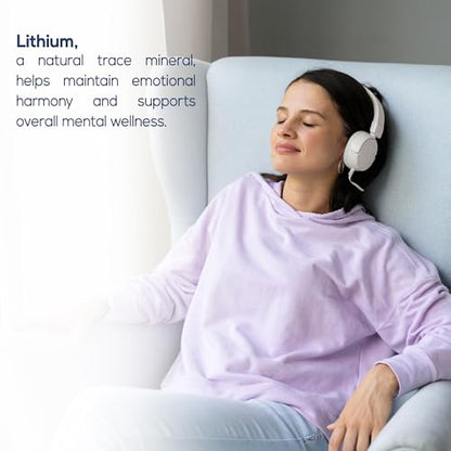 HARMONIFY Lithium Orotate 10mg with Magnesium Taurate & L-Tryptophan – Non-GMO, Gluten-Free, Vegan Friendly Lithium Supplement for Wellness – 60 Capsules