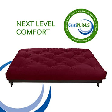 Mozaic Full Size 8-inch Cotton Twill Gel Memory Foam Futon Mattress, Burgundy