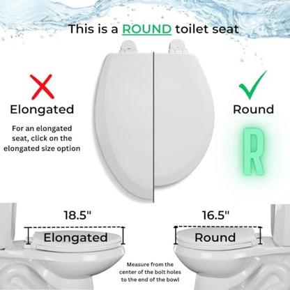 Centoco Toilet Seat Round, Closed Front with Cover, Residential, Plastic, Made in the USA, DSAZAM1200-001, White