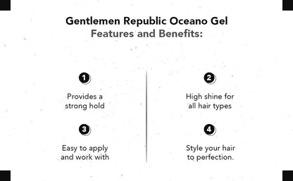 Gentlemen Republic Oceano Men's Hair Gel 16oz W/Pump - Strong Touchable Hold and High Shine Styling Gel for Hair, 100% Alcohol-Free Professional Formula with Fresh Scent, Mens Hair Product Made in USA