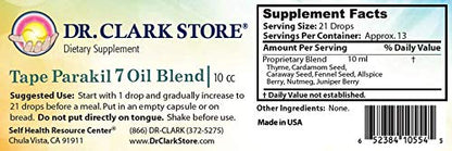 Dr. Clark Tape Parakil 7 Oil Blend, 10 cc - Stronger Immune System