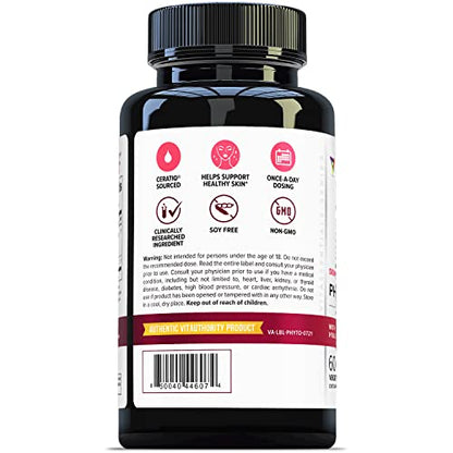 Hydrating Anti Aging Phytoceramides Supplement - Clinically Proven Ceratiq Ceramides with Hyaluronic Acid 700mg - Skin Barrier Repair Itchy Dry Skin Supplement for Women