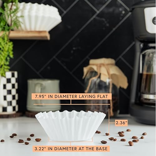 Tupkee Coffee Filters 8-12 Cups - 1400 Count, Basket Style, White Paper, Chlorine Free Coffee Filter, Made in the USA