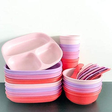 Re-Play Toddler Forks and Spoons Set - 4x4 Toddler Utensils Set - Dishwasher and Microwave Safe - Made in USA - Pack of 8-5.8" x 1.2" x 0.2" - Meadow