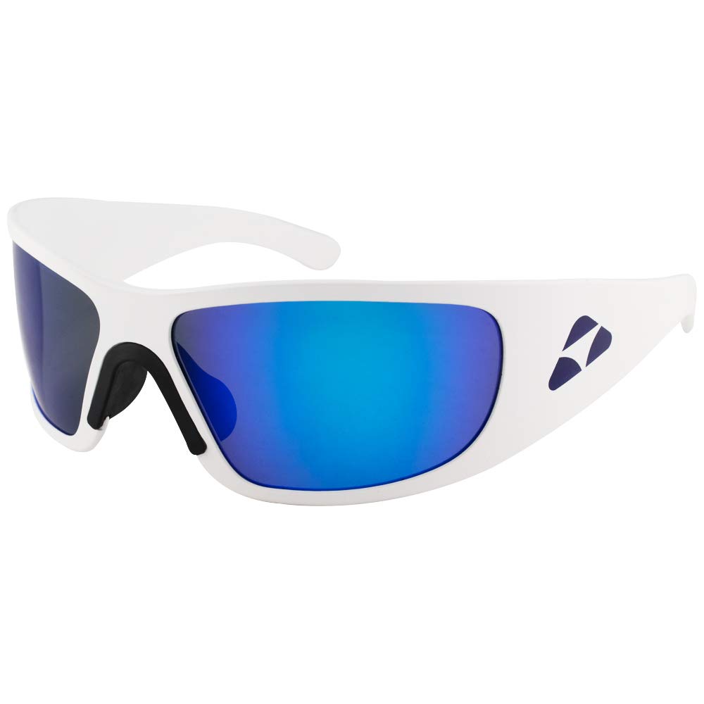 Liquid Eyewear, Hammerhead Model, Aluminum Sunglasses, White Frame, Blue Mirror Polarized Lens Blue Print -Made in the USA