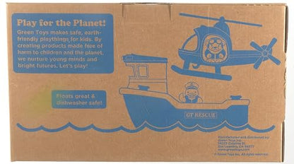 Green Toys Rescue Boat with Helicopter Red, 1 EA