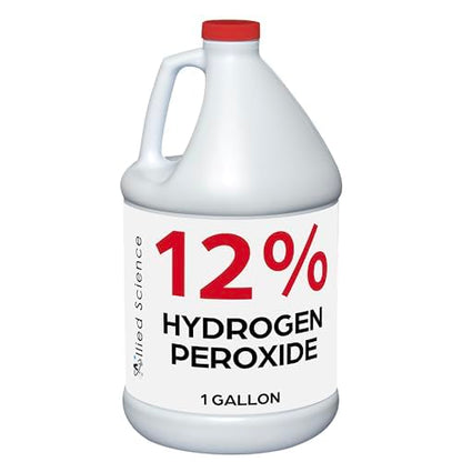 Allied Science 12% Food Grade Hydrogen Peroxide, 4X Stronger, Dilute and Use for Personal Care, Home, Kitchen, Bath, Carpet, Water Cleaner, Plant Treatment, 1 Gallon (1)