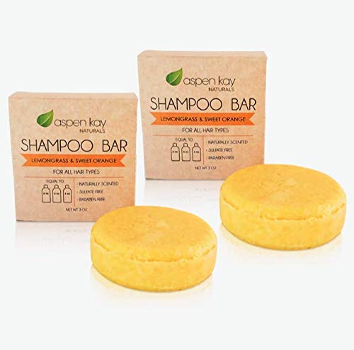 Solid Shampoo Bar, Made With Natural & Organic Ingredients, Sulfate-Free, Cruelty-Free & Vegan, All Hair Types, 3 Ounce Bar (2-Pack Lemongrass & Sweet Orange)