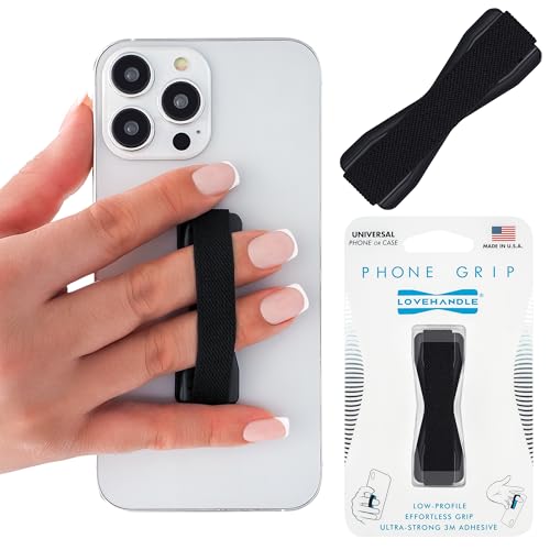 LOVEHANDLE Universal Phone Grip for Smartphones & Mini Tablets - Phone Holder for Hand - Wireless Charging Compatible - Made in The USA