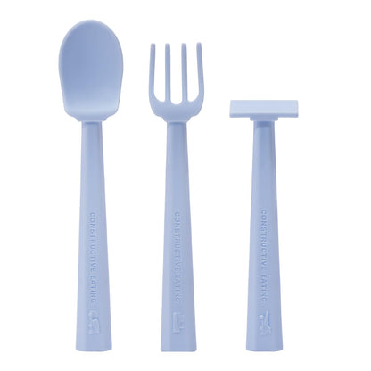 Constructive Eating Training Utensils - Made in USA - Blueprint Blue - Construction