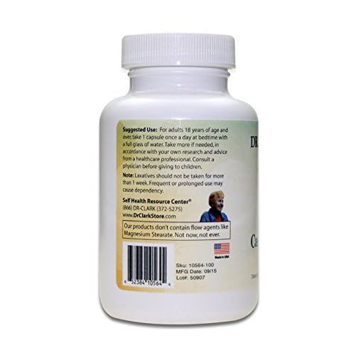 Dr. Clark Cascara Sagrada Herbal Laxative, 425mg, 100 Gelatin Capsules