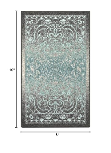 Maples Rugs Pelham Transitional Area Rugs - Made in USA - Washable, Non Slip, Indoor Carpet for Entryway, Foyer, Kitchen, and Bathroom, 1'8 x 2'10, Blue/Grey