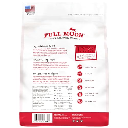 Full Moon Beef Jerky Healthy All Natural Dog Treats Human Grade Made in USA Grain Free