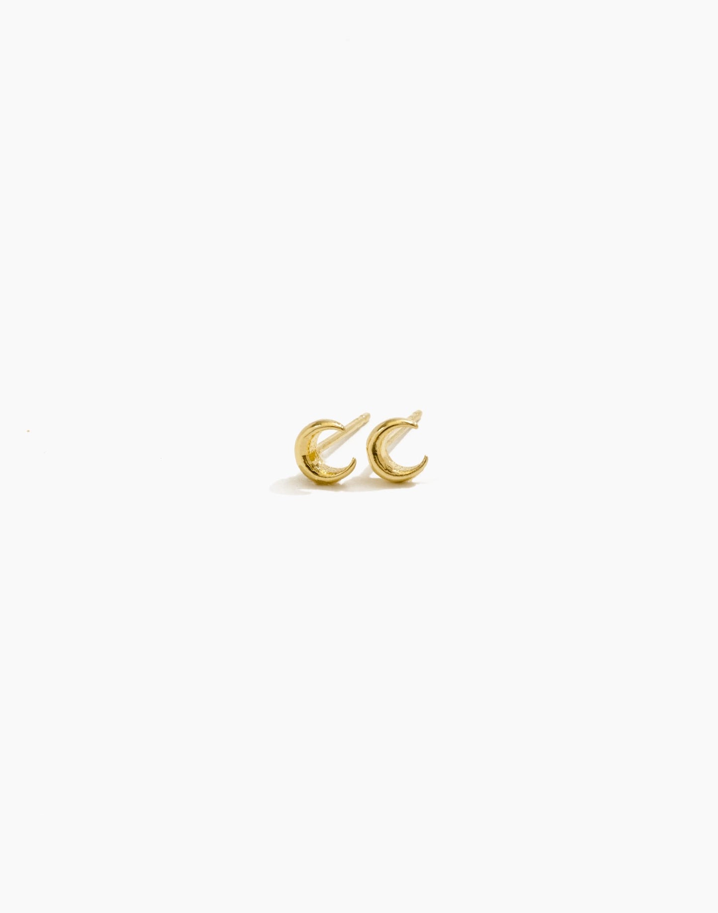 Dainty Gold Moon Stud Earrings Handmade by Katie Dean Jewelry