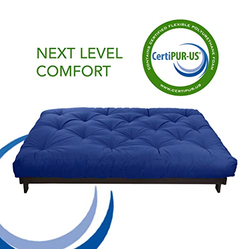 Mozaic Full Size 8-inch Cotton Twill Gel Memory Foam Futon Mattress, Blue