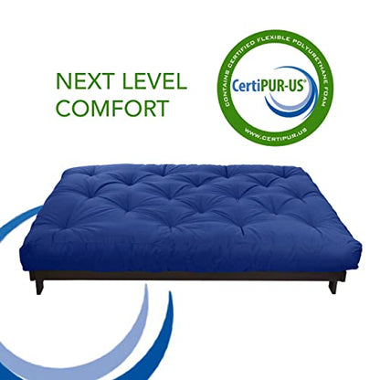 Mozaic Full Size 8-inch Cotton Twill Gel Memory Foam Futon Mattress, Blue