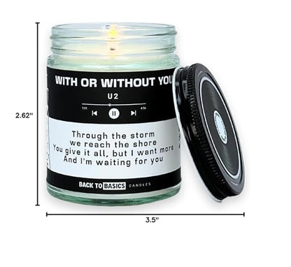 Back to Basics Candles | with or Without You - 9oz Soy Wax Fir Balsam Scented Candle for Home Decor, Birthday Gifts for Women, Men, Best Friend | Relaxing Aromatherapy Made in USA