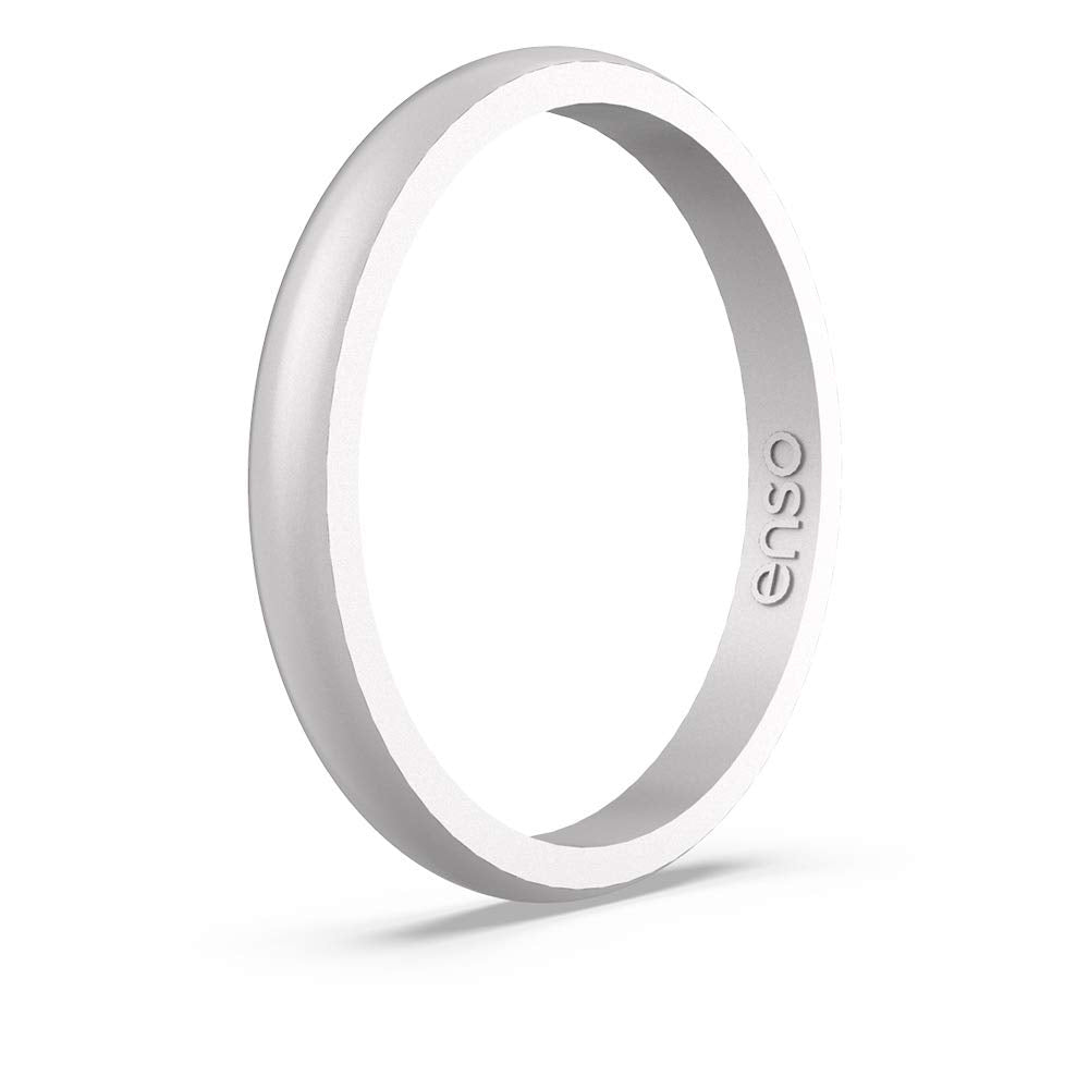 Enso Rings Halo Elements Silicone Ring – Stackable Wedding Engagement Band – Thin Minimalist Band – 2.54mm Wide, 1.5mm Thick – Silver-Colored