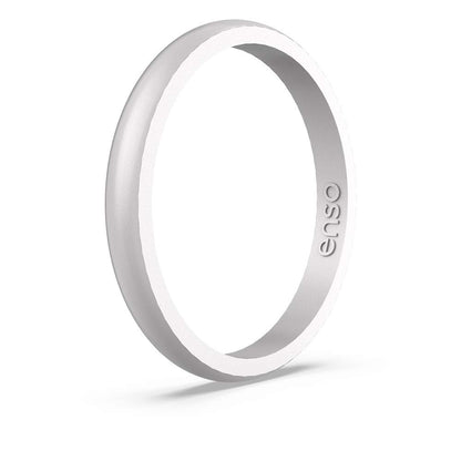 Enso Rings Halo Elements Silicone Ring – Stackable Wedding Engagement Band – Thin Minimalist Band – 2.54mm Wide, 1.5mm Thick – Silver-Colored