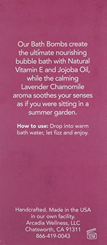 Bath Bombs Lavender Chamomile Saavy Naturals, Plant-Based Ingredients- Made in USA - Organic Bath Bombs Gentle Moisturizing Formula, Foaming Fizz Bubbles, Gift for Women and Kids, 6 Oz Each, 2 Pack