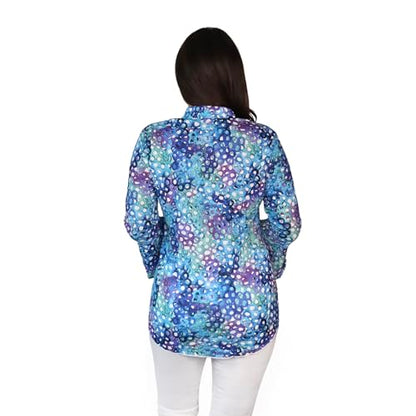 SNO SKINS Spring/Summer Collection Designer Print Crinkle Sweetheart Top with Stand Collar (Bubbles)