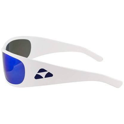 Liquid Eyewear, Hammerhead Model, Aluminum Sunglasses, White Frame, Blue Mirror Polarized Lens Blue Print -Made in the USA