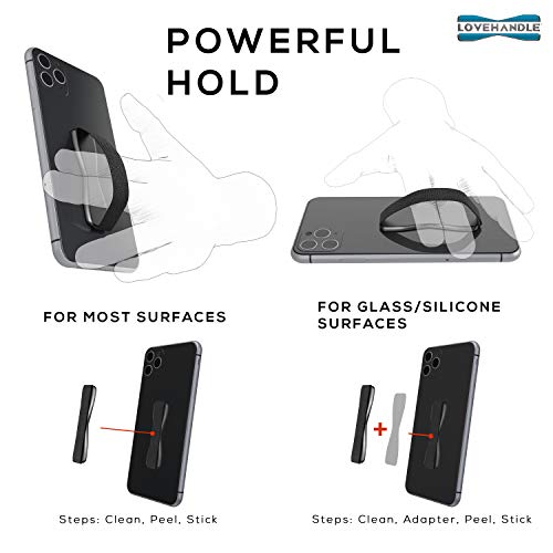 LOVEHANDLE Phone Grip - Universal Phone Strap and Phone Grips for Back of Phone - Convenient Cell Phone Holder for Hand That Fits Most Smartphones and Mini Tablets - Made in The USA