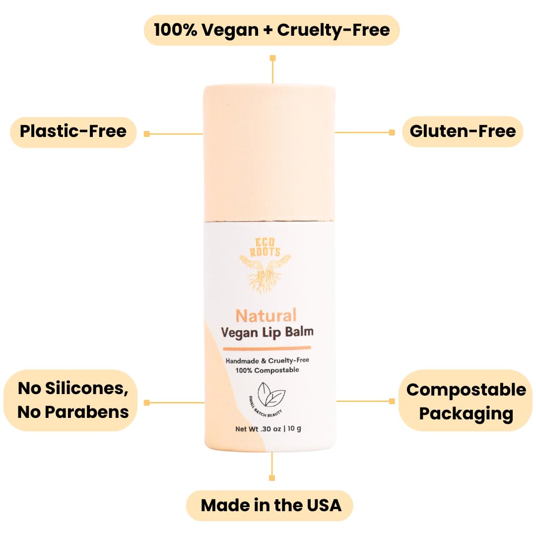 Natural Lip Balm 2 Pack - Organic and Vegan Lip Moisturizer Set - Cruelty-Free and Eco-Friendly - Plastic-Free with Compostable Packaging - Artfully Crafted in the USA
