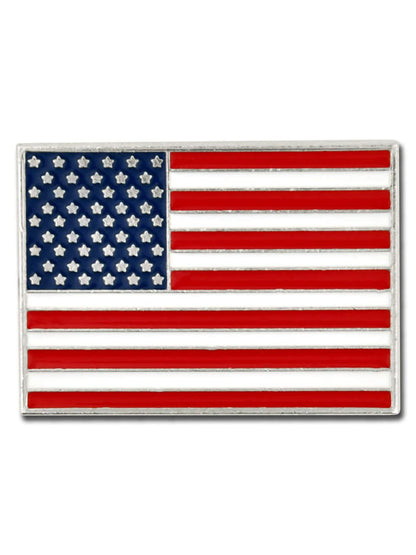 PinMart's 2 Pack Made in the USA American Flag Enamel Lapel Pins - Nickel Plated