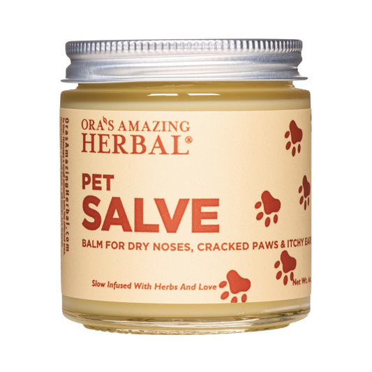 Pet Salve, Dog Paw Balm, Dry Noses Cracked Paws, Hot Spots, Itchy Ears, Lightly Scented with Lavender Essential Oil and Rosemary, Cruelty-Free, No Tea Tree Oil, Safe for Pets, Ora's Amazing Herbal 4oz