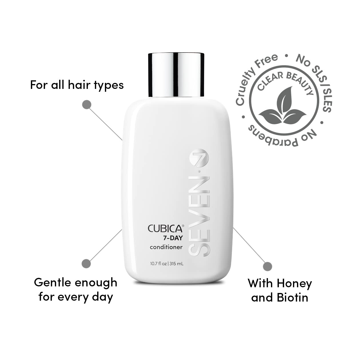 SEVEN Haircare Cubica 7-DAY Conditioner for Women + Men, Detangle and Moisturize Hair, Sulfate + Paraben Free, Cruelty Free with Honey, Shea Butter & Pro Vitamin B5, Made in USA, 32 oz