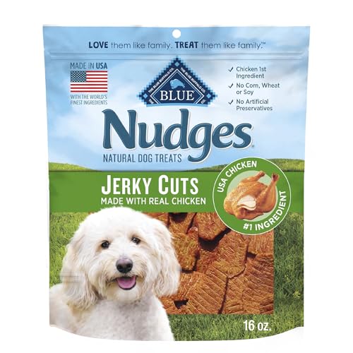 Blue Buffalo Nudges Jerky Bites Dog Treats, Made in the USA with Natural Ingredients, Bite-Sized Pieces, Chicken, 16-oz Bag