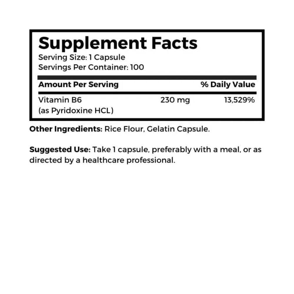 Dr. Clark Vitamin B6 Supplement, 230mg, 100 Capsules