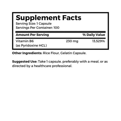 Dr. Clark Vitamin B6 Supplement, 230mg, 100 Capsules
