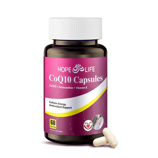 HOPE LIFE Coenzyme Q10 Supplements - 2X Better Absorption, Cellular Energy Support with Astaxanthin and Vitamin E, Antioxidant for Heart Health & Energy Production, 1 Month Supply, 60 Capsules