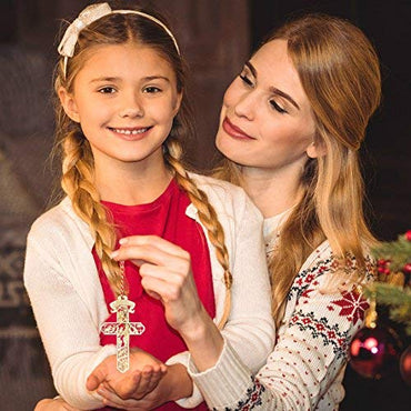 Jolette Designs Nativity Cross Christmas Ornament Gift, Real Wooden Decor for Tree, Office, Car. Unique Wood Holy Family Scene Gifts, 4.5X 2.625, Made in USA, Keepsake Tells The Whole Christmas Story