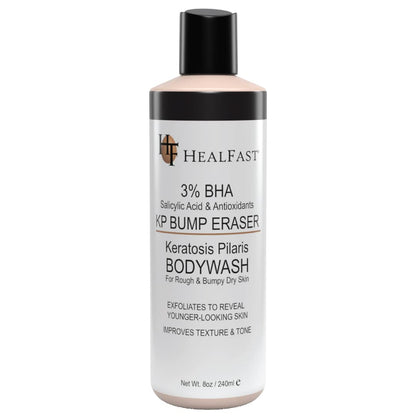 HealFast KP Bump Eraser Bodywash – Soften, Exfoliate, Nourish Rough and Bumpy Skin with 3% BHA – Keratosis Pilaris - For All Types – No Scrubbing Required – Fragrance and Paraben Free