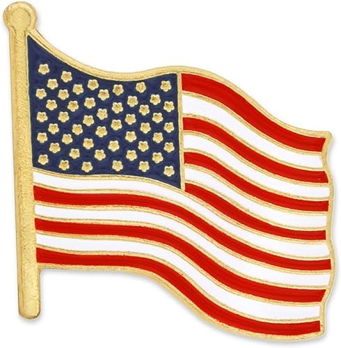 25 Pack - PinMart's Waving American Flag Patriotic Enamel Lapel Pins