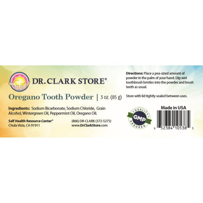 Dr. Clark Oregano Tooth Powder – 3oz, Natural Oral Health & Tooth Whitening Formula