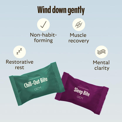 GEM Total Relaxation Bundle – Calm & Sleep Bites for Natural Stress Relief and Sleep Support | Magnesium, L-Theanine, Lemon Balm & Valerian Root | Non-Habit Forming, Vegan, No Added Sugar