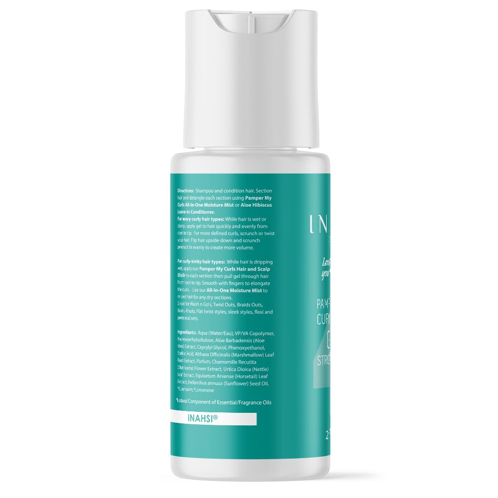 INAHSI Sample Pack | Gentle Cleansing Shampoo | Soothing Mint Conditioner | Curl Sculpting Glaze Strong Hold Gel | Hair Products for Naturally Curly Hair | Made in the USA