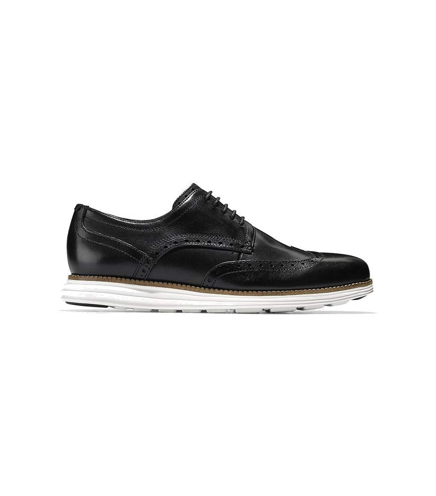 Cole Haan Men's Original Grand Shortwing Oxford Shoe, Black Leather/White, 10.5 Medium US