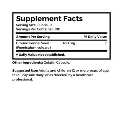 Dr Clark Store Fennel Seed, 550 MG, 100 Gelatin Capsules