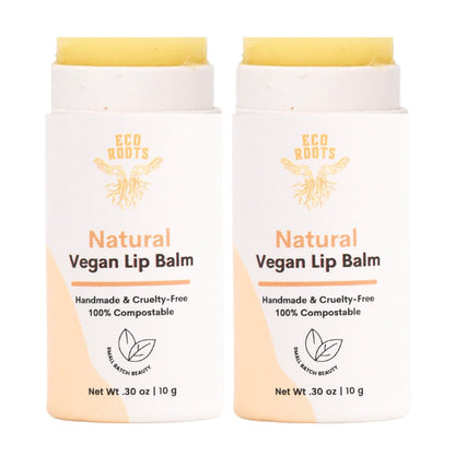Natural Lip Balm 2 Pack - Organic and Vegan Lip Moisturizer Set - Cruelty-Free and Eco-Friendly - Plastic-Free with Compostable Packaging - Artfully Crafted in the USA