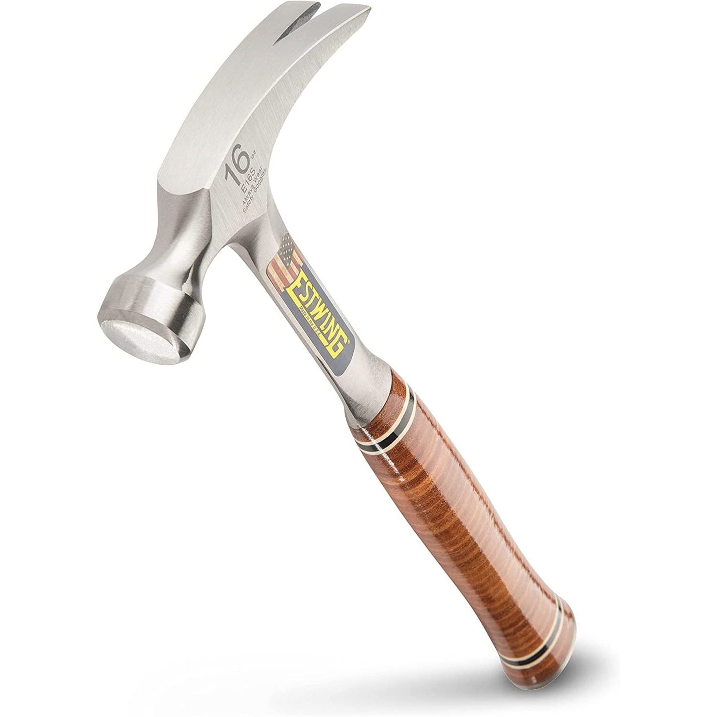 ESTWING Hammer - 16 oz Straight Rip Claw with Smooth Face & Genuine Leather Grip - E16S