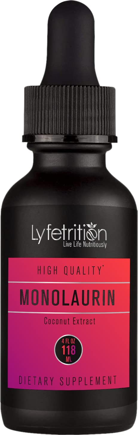 Lyfetrition Monolaurin Liquid Extract 950 mg, 4 Oz Liquid, 150 Servings, Made in USA, Quick Absorption, Quality Potent Ingredients, Third-Party Tested, Non-GMO, GMP Certified, Cruelty-Free Products