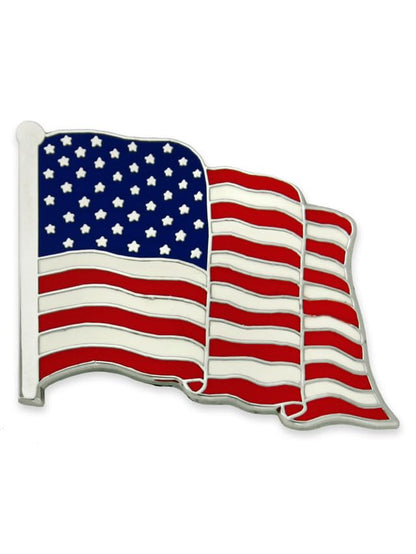 PinMart's 2 Pack Made in the USA American Flag Enamel Lapel Pins - Nickel Plated