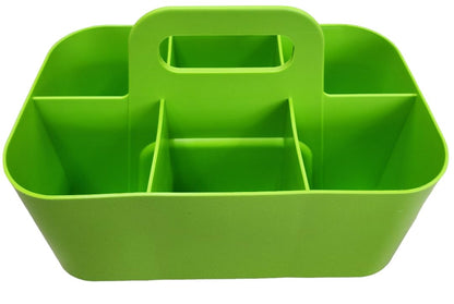 Enjoy Organizer - Small Stackable Plastic Caddy with Handle 6 Compartment | Desk, Makeup, Dorm Caddy, Classroom Art Organizers - 4 Pack, Made In USA (Green)